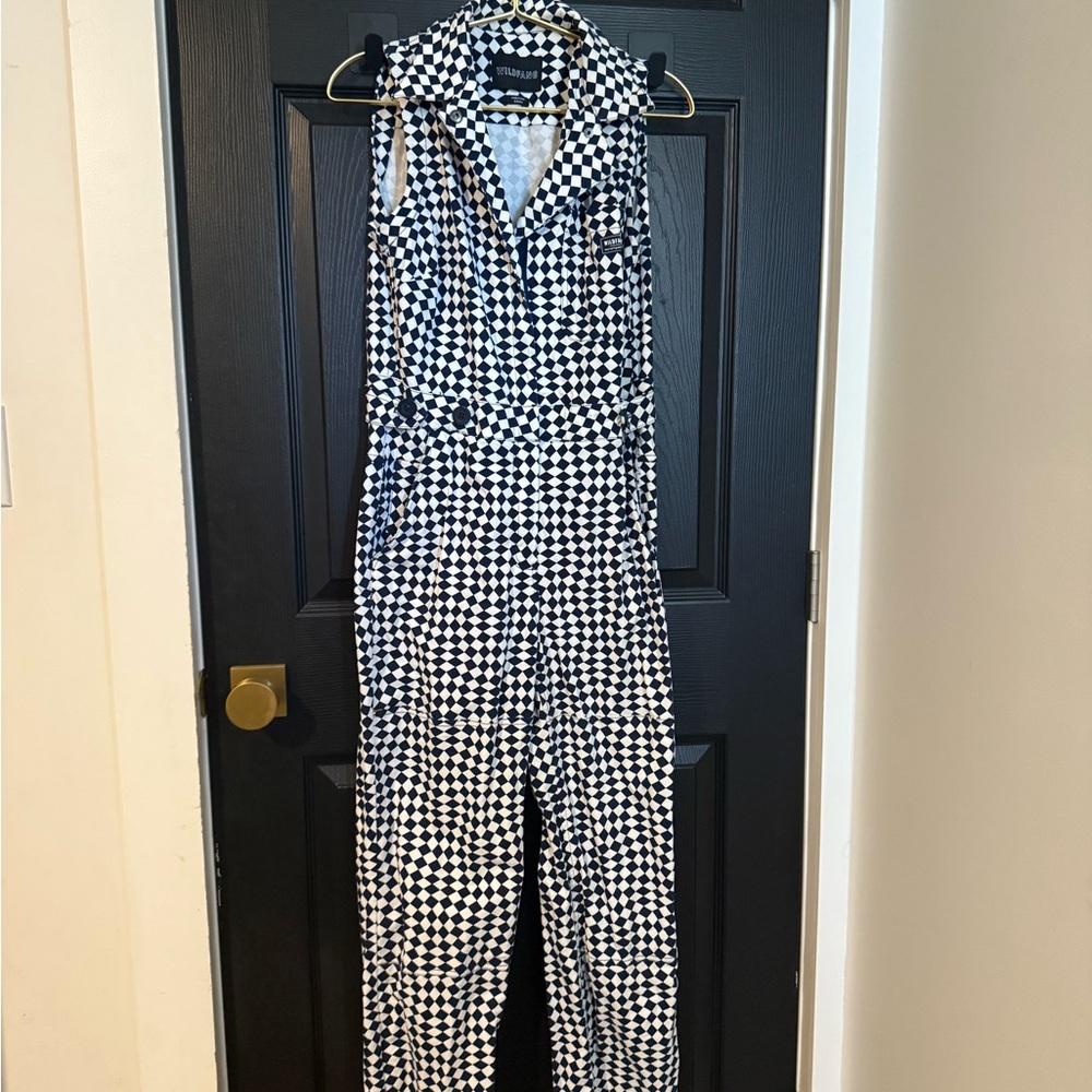 Wildfang Black and White Gingham Jumpsuit
